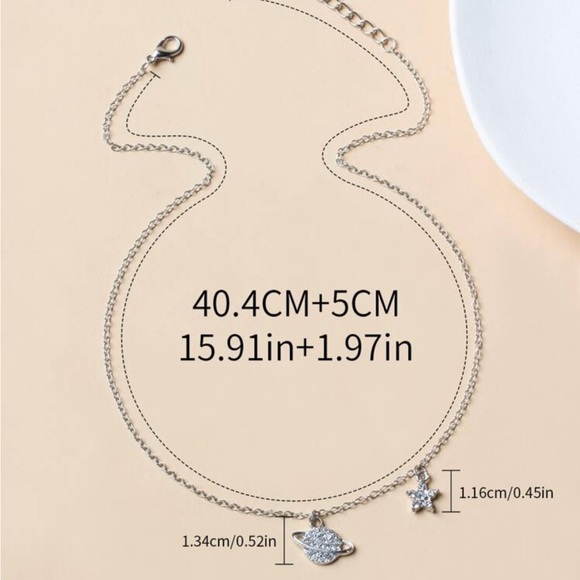 ⚠️Clearance Silver Planet and Star Pendant Necklace - Picture 4 of 5